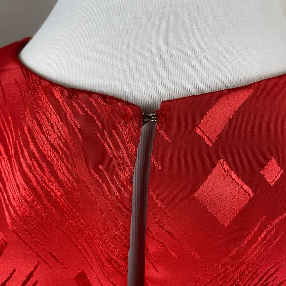 Vintage In Cinq Red Satin Long Sleeve Blousen Dress Career Teacher - Picture 8 of 8